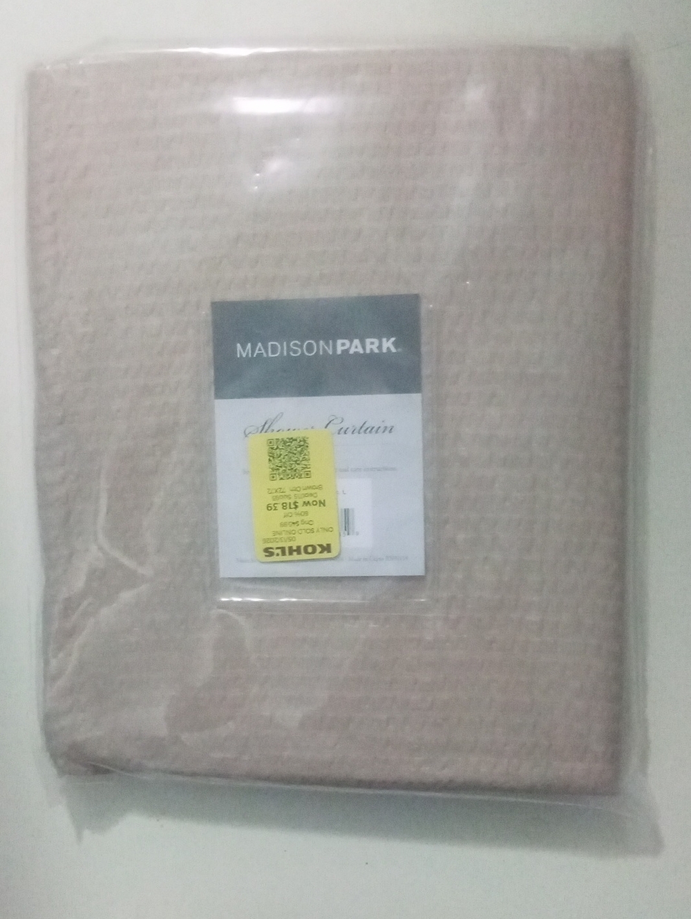Madison Park Shower Curtain NWT $46 Tan Textured
